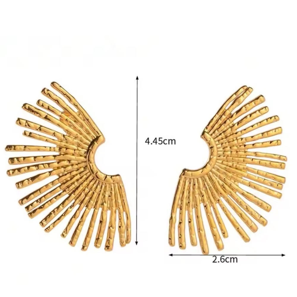 Elegant Gold Sunburst Earrings - Picture 7 of 7